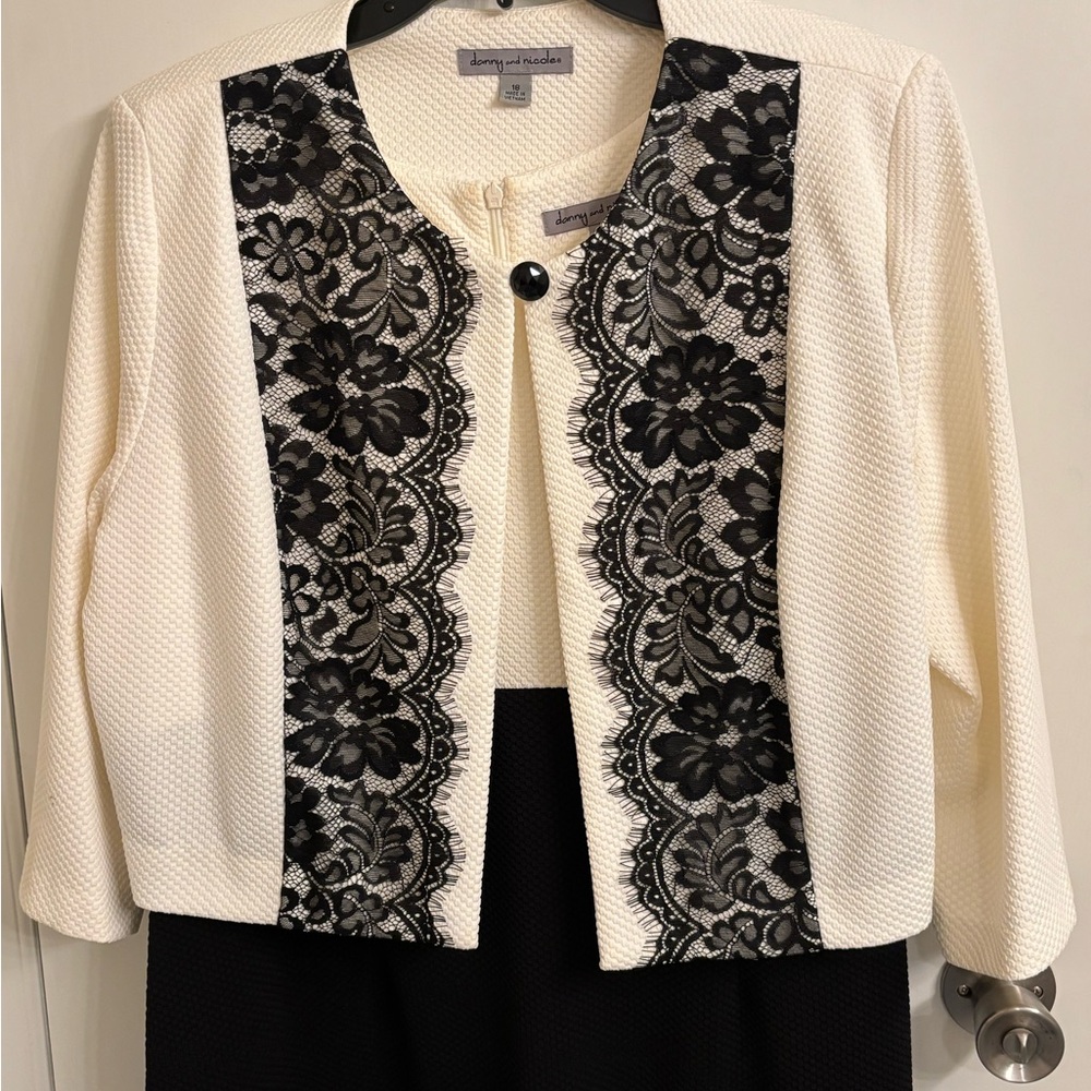Danny & Nicole Black and White Lace Jacket Dress
